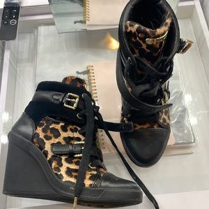 MK leopard sneaker wedges